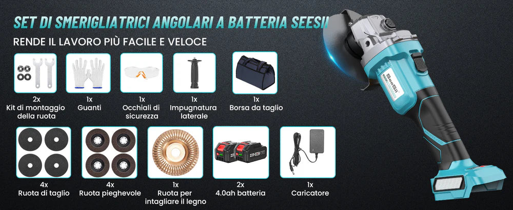 Smerigliatrice a Batteria con kit omaggio