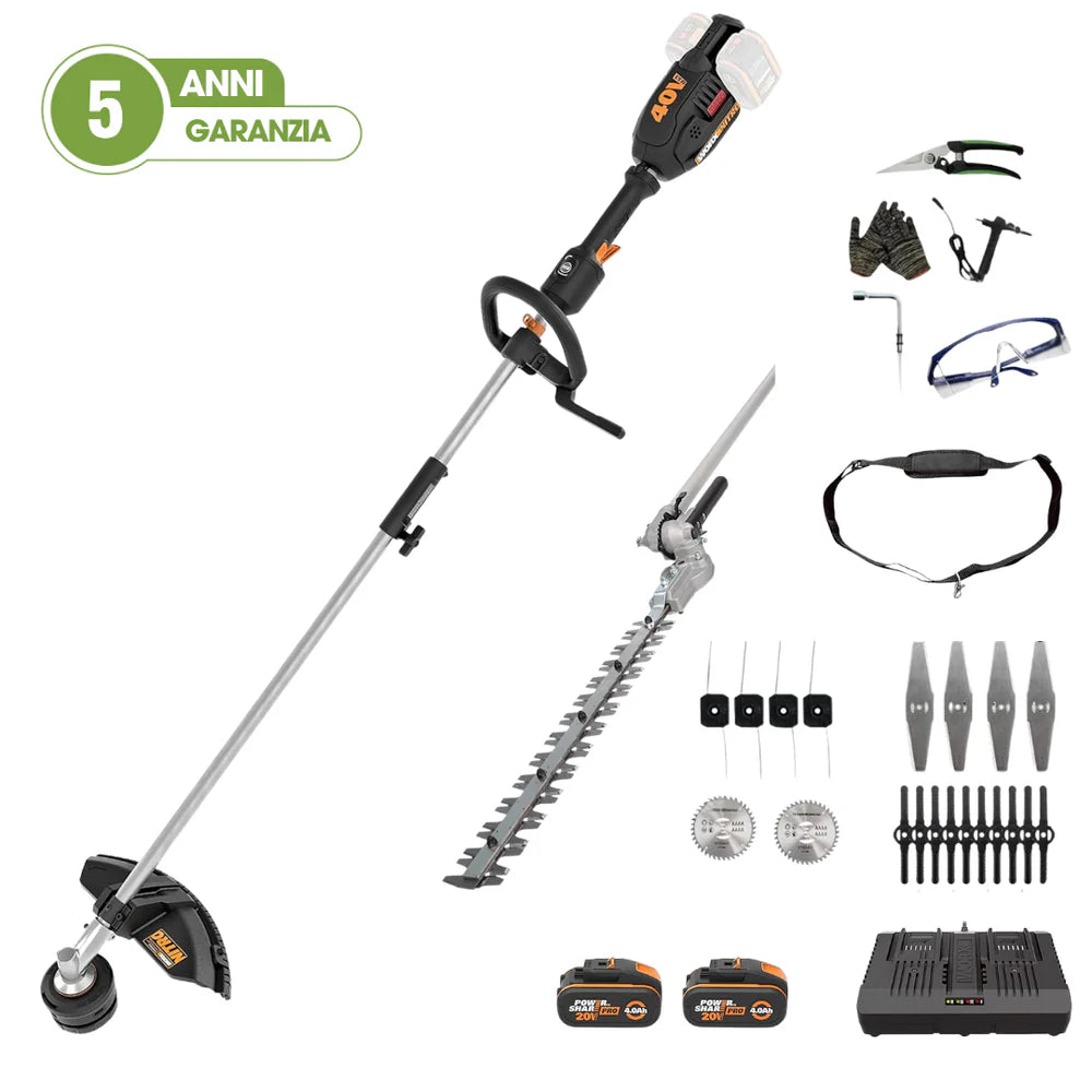 Decespugliatore EcoBlade 40V - Tagliaerba - Tagliasiepi Elettrico con 4 tipi di lame + Accessori omaggio