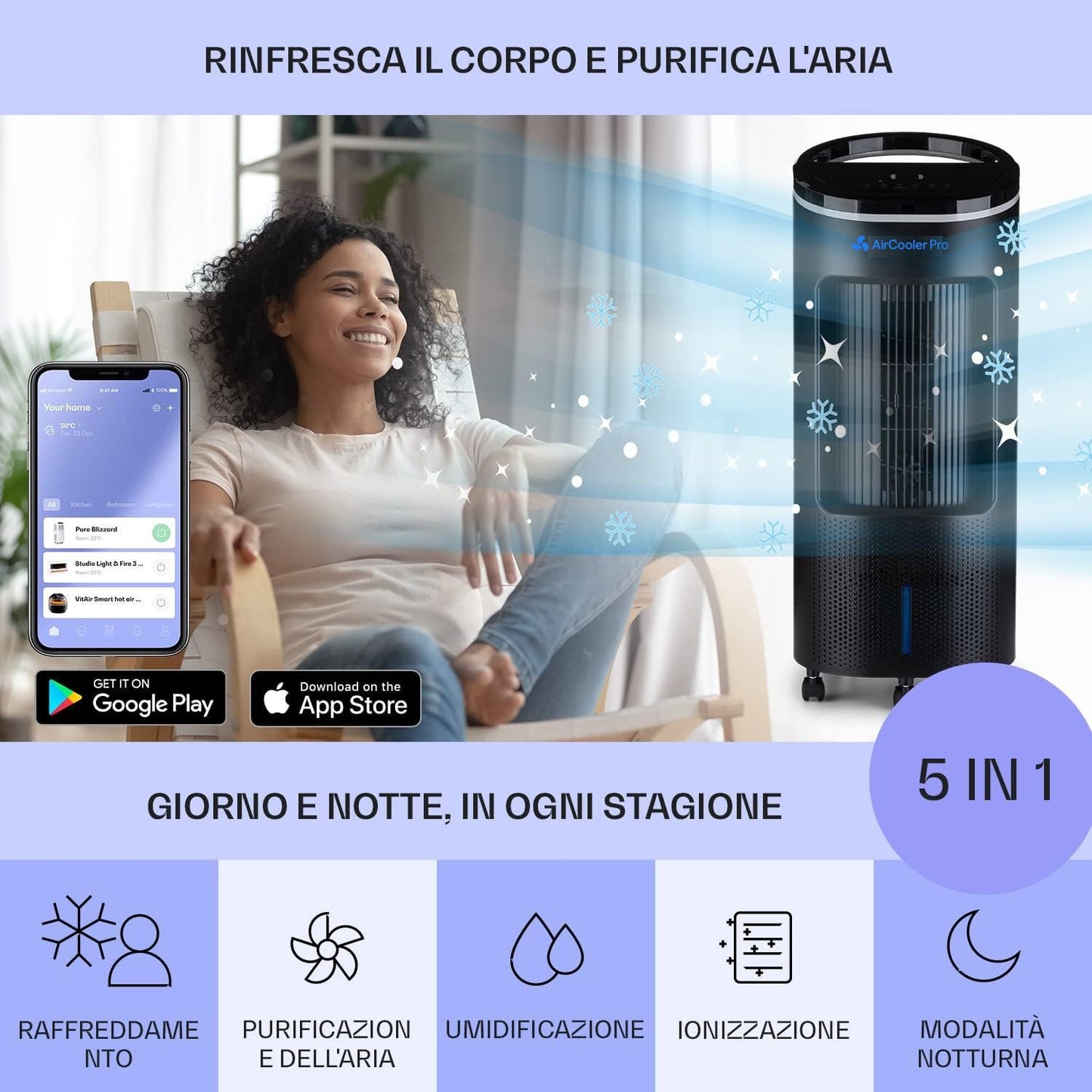 Condizionatore Portatile 5 in 1 AirCooler Pro