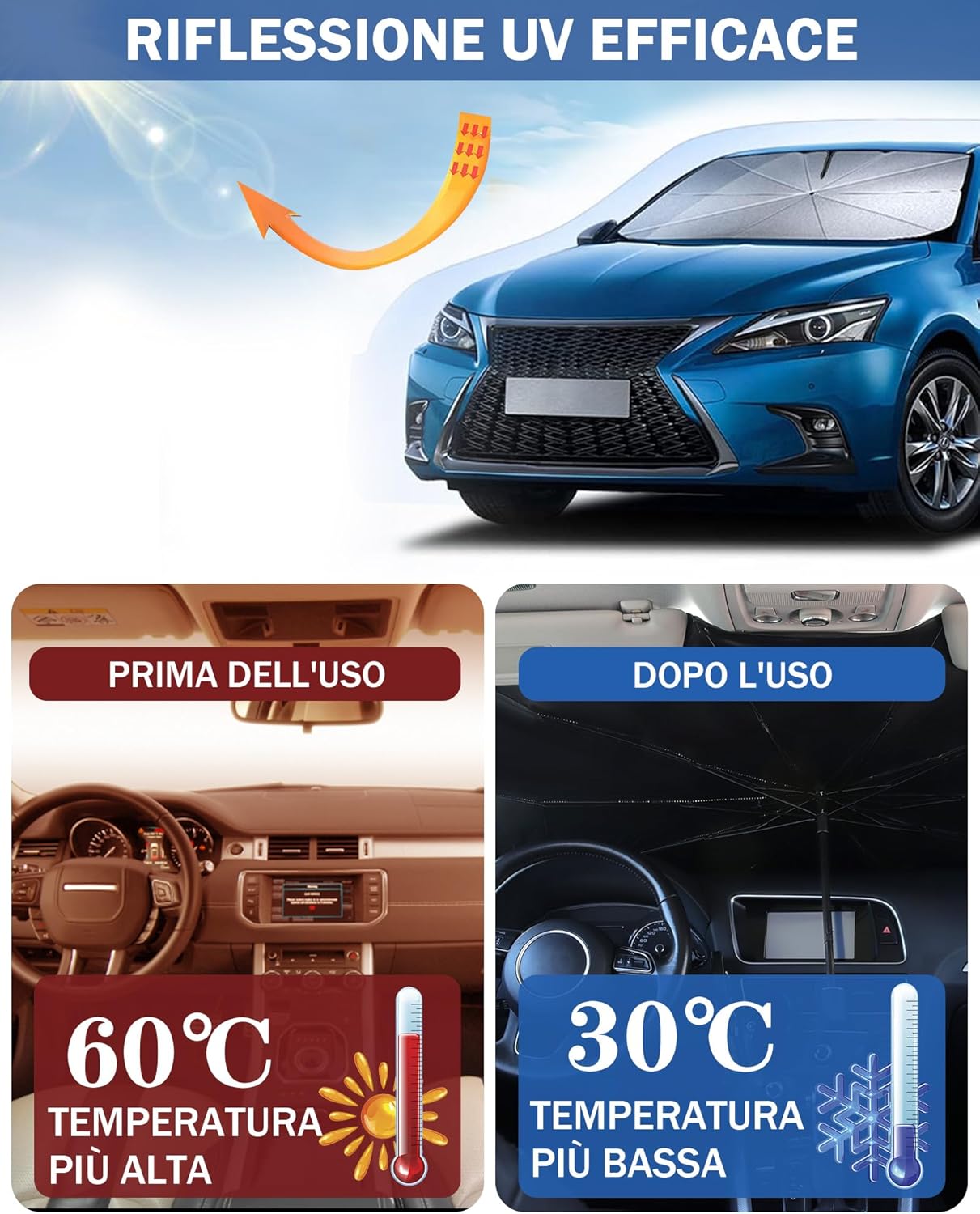 Ombrello Parasole Auto Universale